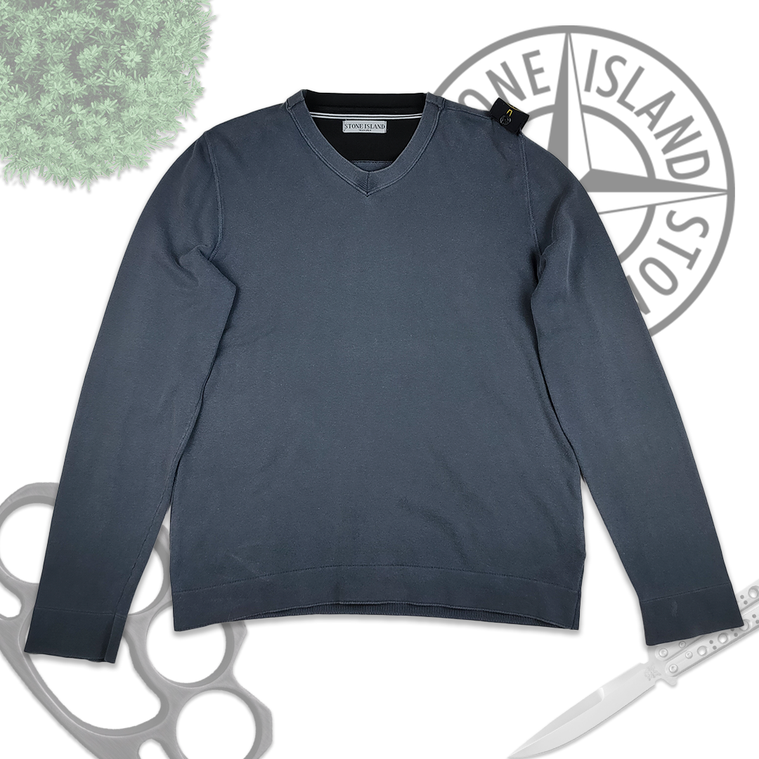 Stone Island Vintage Shoulder Patch V-neck Sweater